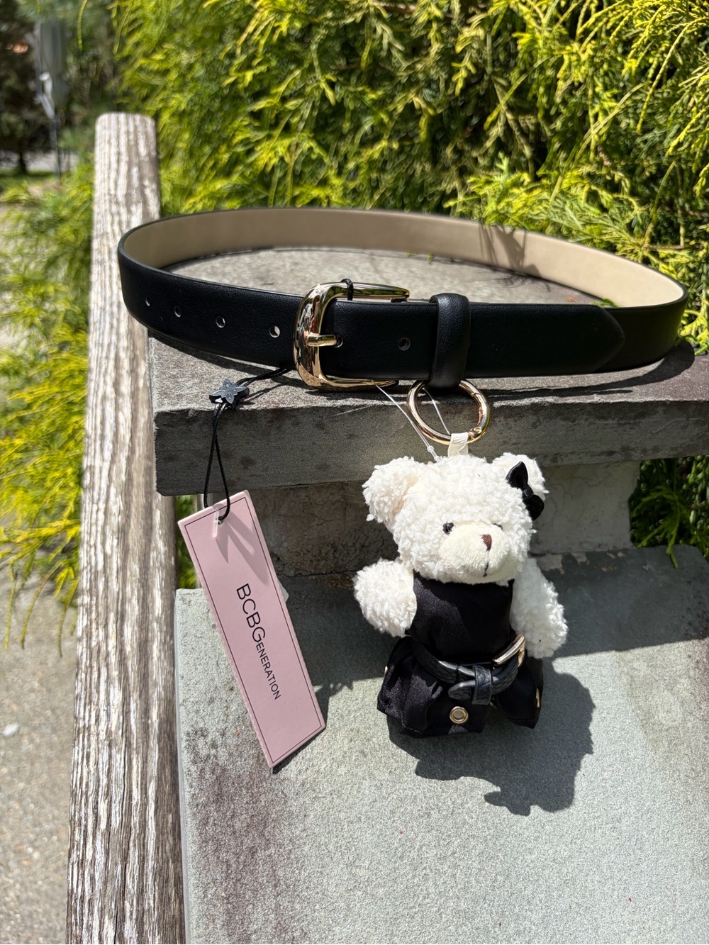 BCBGeneration Black Belt with White Teddy Bear Keychain